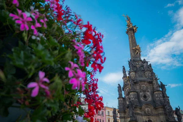 Sloup Nejsvetejsi Trojice Santa Scultura Trinità Una Piazza Della Città — Foto Stock