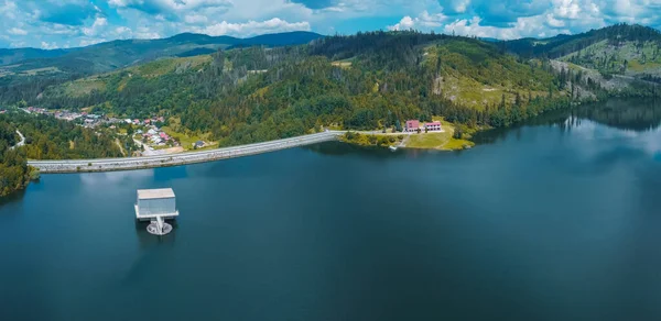 Flygdrönare Panorama Över Vatten Damm Eller Vodna Nadrz Nova Bistryca — Stockfoto