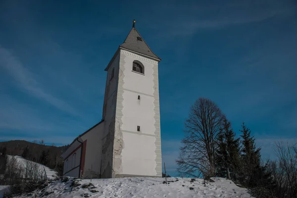 Panoramisch Uitzicht Katholieke Kerk Van Holy Ahacij Kalise Slovenië Een — Stockfoto