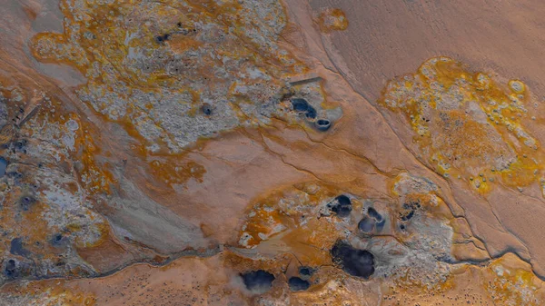 Fango Geotermico Hverir Sorge Islanda Vicino Lago Myvatn Veduta Aerea — Foto Stock