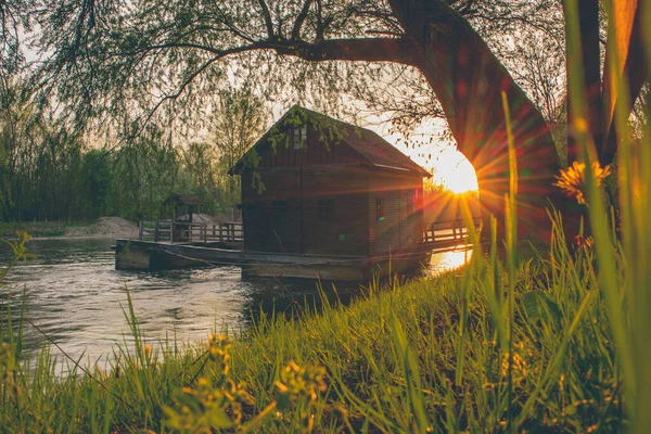 Vackra Gamla Trä Kvarn Mura Floden Eller Mlin Muri Pomurje — Stockfoto