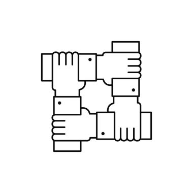 Takım çalışması logosu. İşbirliği, birlik, dostluk ve karşılıklı yardım kavramı. Vektör illüstrasyonu.