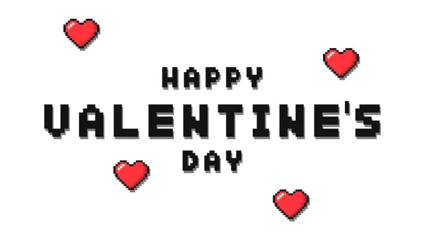 Feliz Día San Valentín Tarjeta Felicitación Pancarta Póster Estilo Bit —  Fotos de Stock