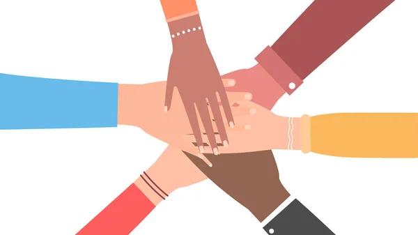 Multietnisk Grupp Män Och Kvinnor Gick Hand Hand Begreppet Samarbete — Stockfoto