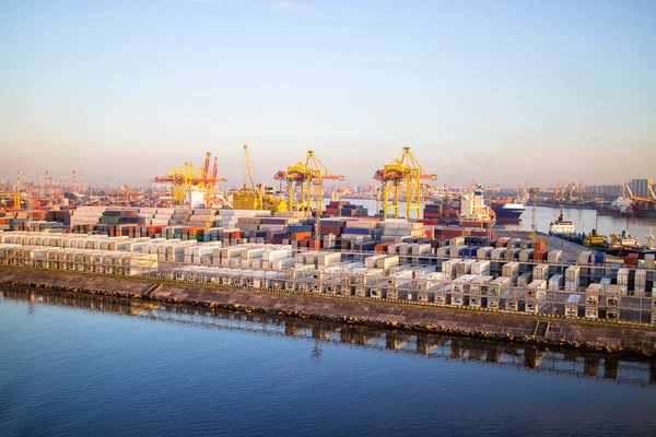 Seehafen. Entladen von Containern — Stockfoto