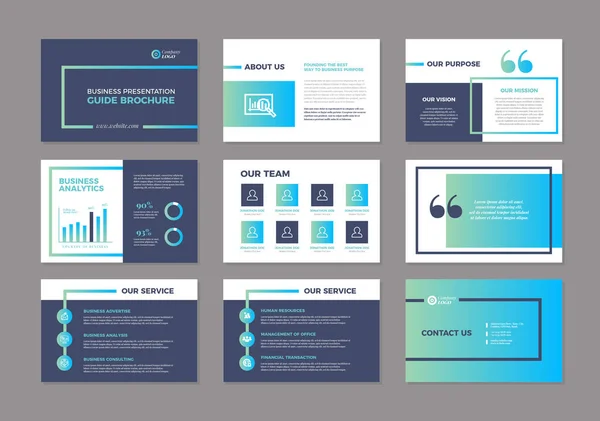 Business Presentation Brochure Guide Design Powerpoint Slide Template Sales Guide — Stock Vector