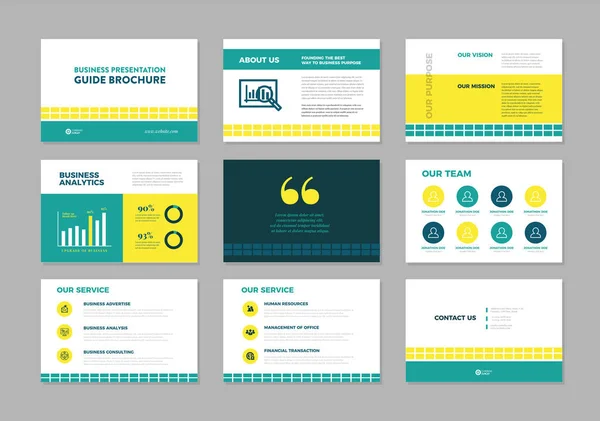 Presentación Negocios Folleto Guía Diseño Powerpoint Slide Template Guía Ventas — Archivo Imágenes Vectoriales