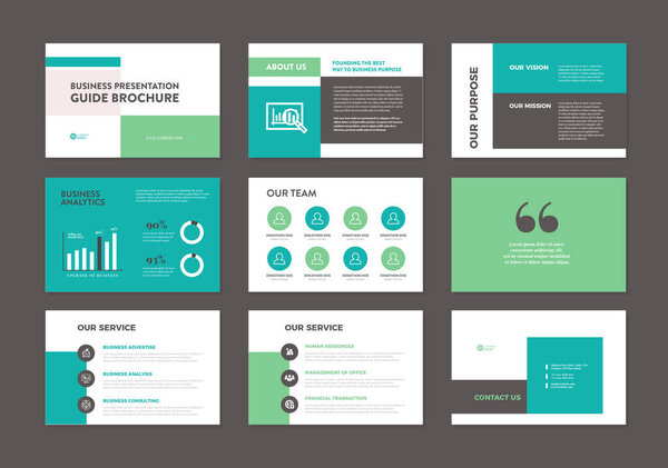 Business Presentation Brochure Guide Design or Powerpoint Slide Template or Sales Guide Slider