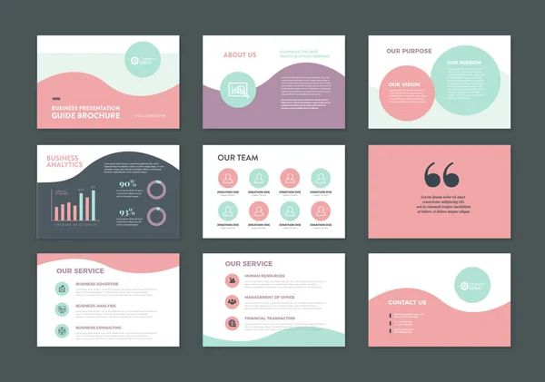 Apresentação Negócios Folheto Guia Design Powerpoint Slide Template Guia Vendas — Vetor de Stock