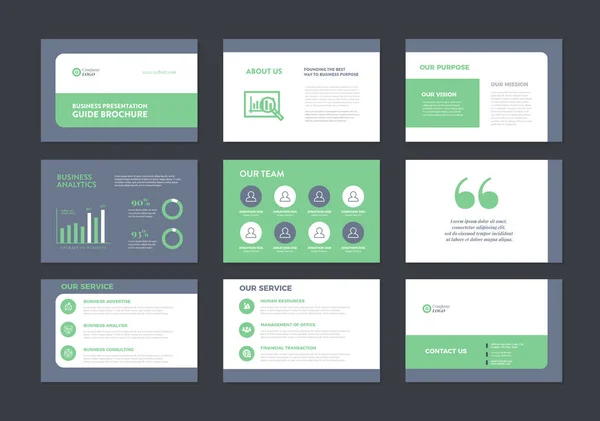 Apresentação Negócios Folheto Guia Design Powerpoint Slide Template Guia Vendas — Vetor de Stock
