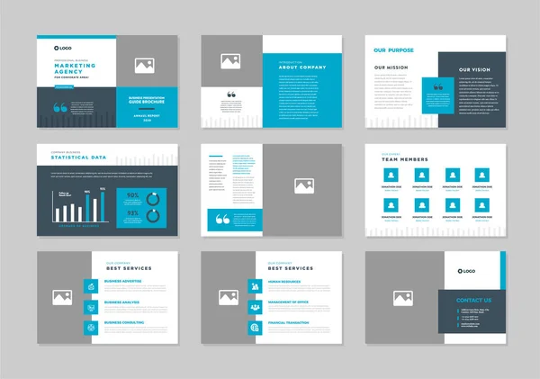 Presentazione Aziendale Brochure Guide Design Powerpoint Slide Template Sales Guide — Vettoriale Stock