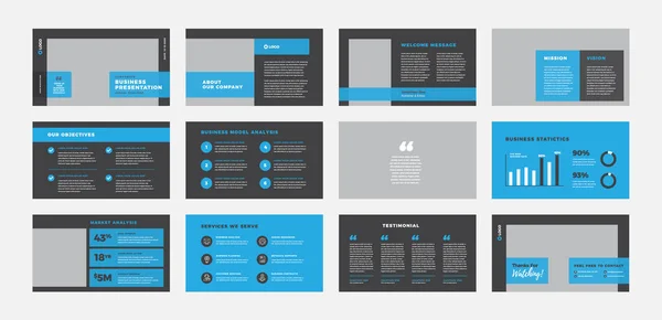 Business Presentation Brochure Guide Design Nebo Powerpoint Slide Template Nebo — Stockový vektor