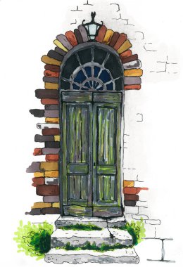  Eski kapı zarifliği çizimi