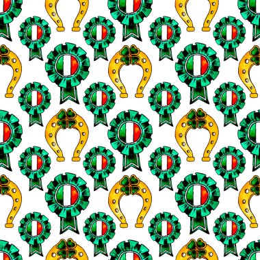 Kusursuz el çizimi suluboya desen düzen ve at nalı