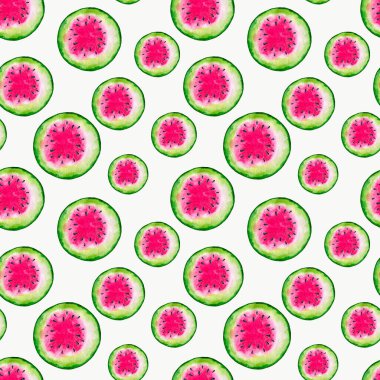 4004 Karpuz Kusursuz Sulu Renkli Desen İzleme Çizimi Duvar Kağıdı Pembe