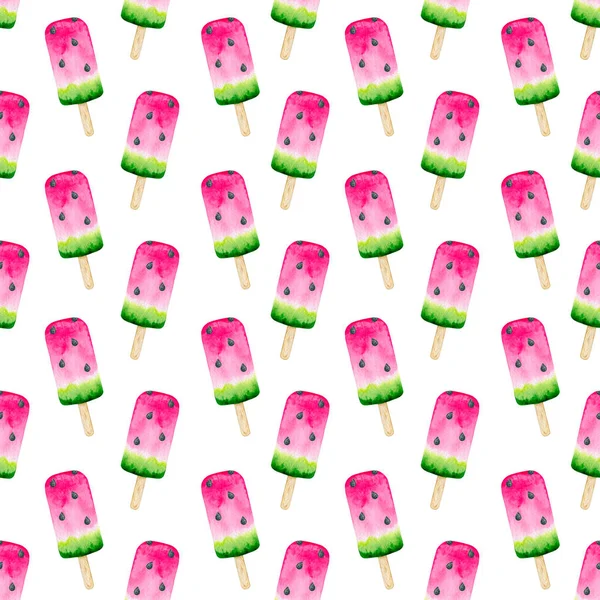 4007 Karpuz Dondurması Kusursuz Sulu Boyalı Desen İzleme Yapısı Duvar Kağıdı Yeşil