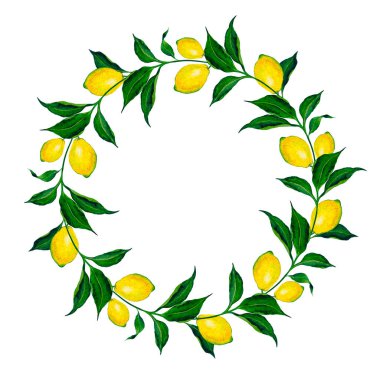 4052 Çelenk Limon Şubesi Suluboya Kenarlık Çerçevesi