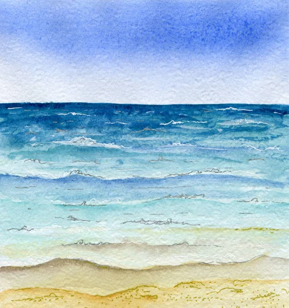 7005 Aquarel Strand Zee Golven Abstracte Achtergrond — Stockfoto