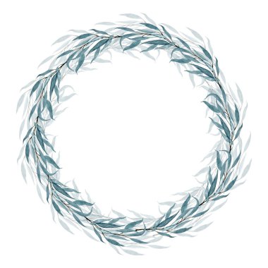 7019 okaliptüs dallı suluboya çelenk.