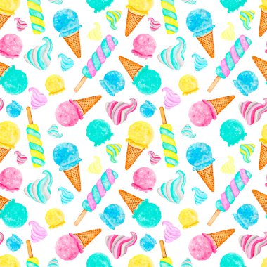 Beyaz arka planda 8020 Sevimli Dondurma deseni