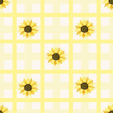 Ayçiçeği kırsal suluboya kusursuz desen. Autunm köyü dekorasyonu