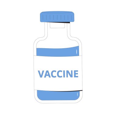 Aşı beyaz arka planda izole edilmiş. İğne için bir şişe koronavirüs aşısı. Tam araştırma ve geliştirme. Vektör çizgisi düz çizim.