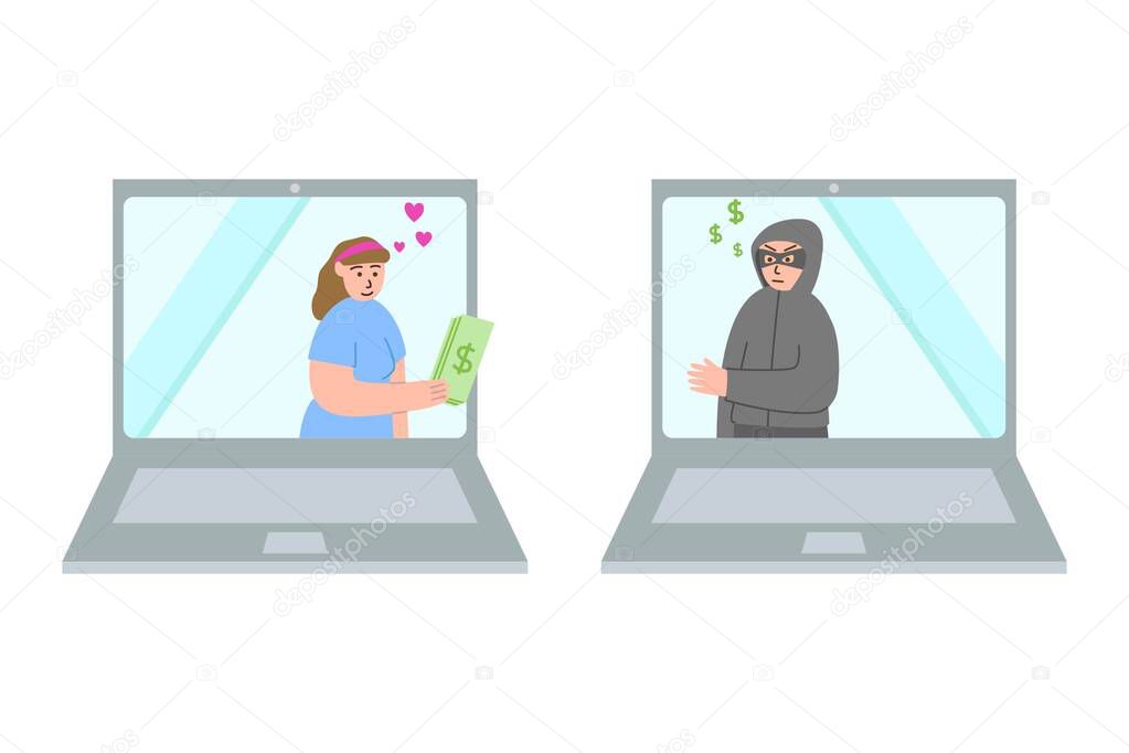 Online dating fraud. Deceiver and victim