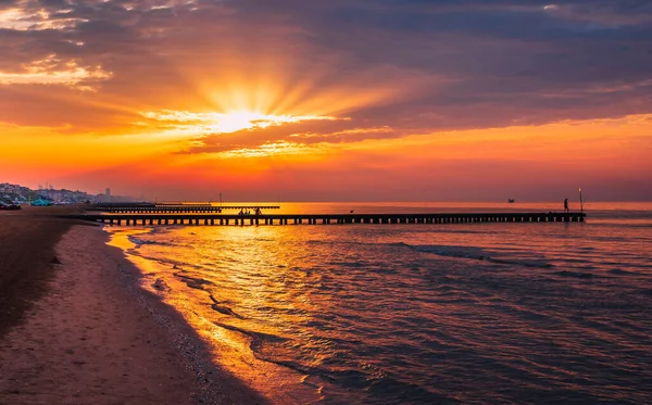 Soluppgång Stranden Lido Jesolo — Stockfoto