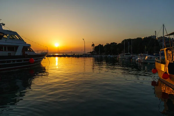 Por Noche Crikvenica Croacia Puerto — Foto de Stock