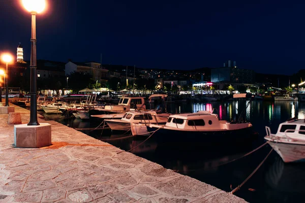 Nachts Crikvenica Kroatischen Hafen — Stockfoto