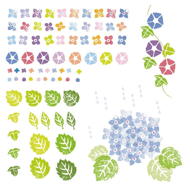 Bloemen en bladeren grafische elementen — Stockvector