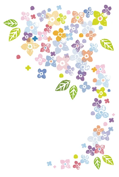 다채로운 꽃 인사말 카드 일러스트 — 스톡 벡터
