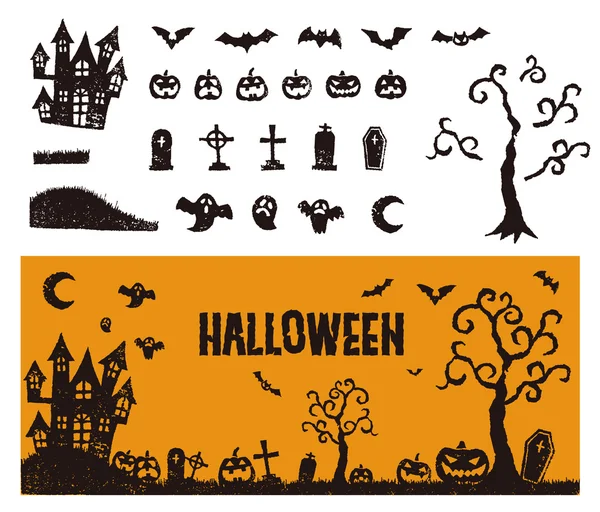 Halloween-ikonen med en banner — Stock vektor