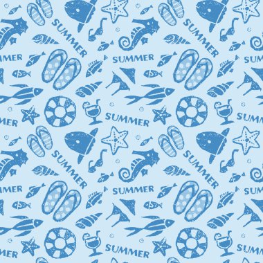 Yaz, okyanus, beach görüntü seamless modeli