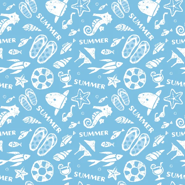 Summer, Ocean, beach image seamless pattern — Stock Vector