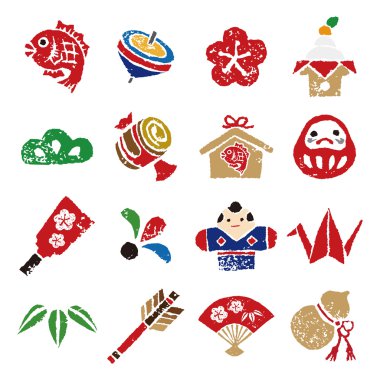 Yeni yıl öğesi simge seti