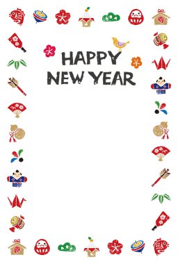 Yeni yıl kartı Japon elemanları ile