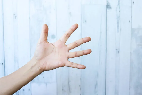 Woman Open Hand Five Fingers Hand Gesture — Stock Photo, Image