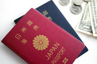 Japon pasaport ve madeni paralar