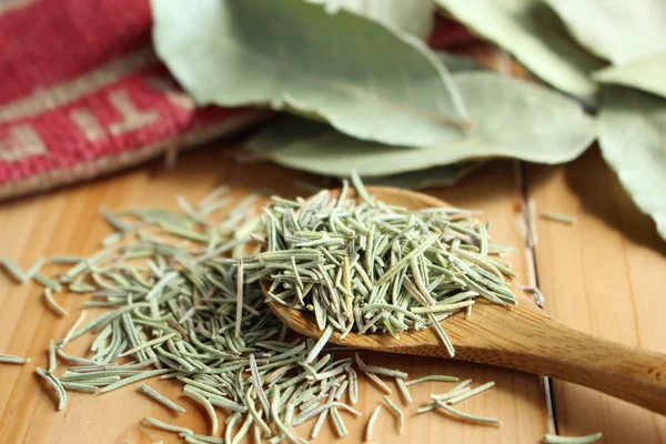 Dried herb, rosemary and bay leaves — Stock Photo, Image