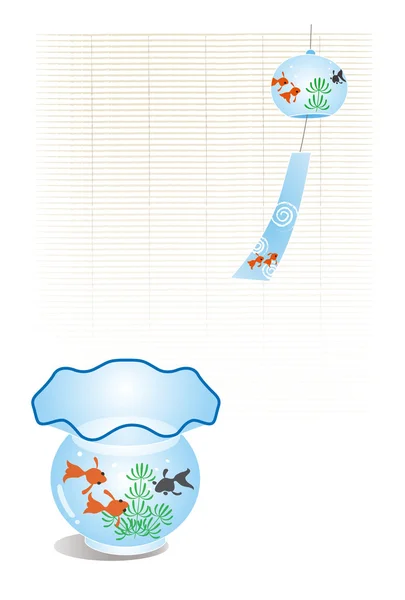 Un carillon eolico e un acquario — Vettoriale Stock