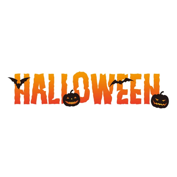 Halloween text design med pumpor och fladdermöss — Stock vektor