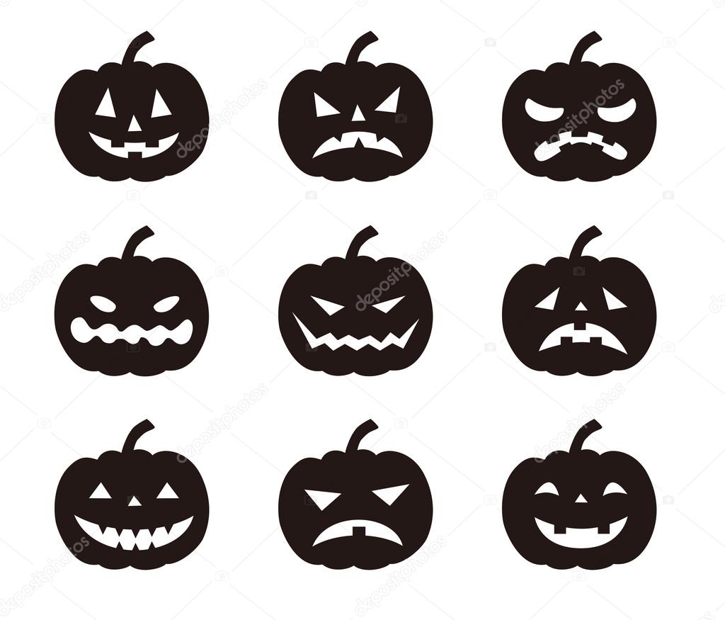 Halloween pumpkins with various expressions