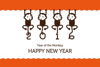 Yeni yıl kartı maymun