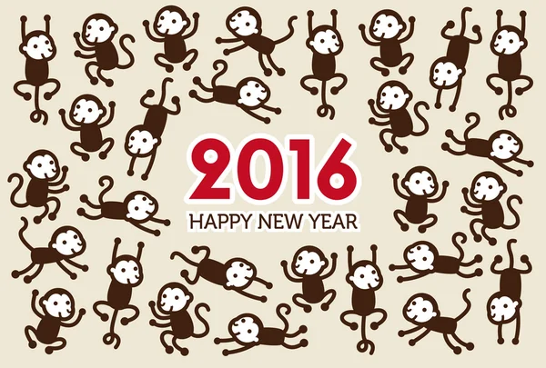 Cartão de Ano Novo com Macacos — Vetor de Stock