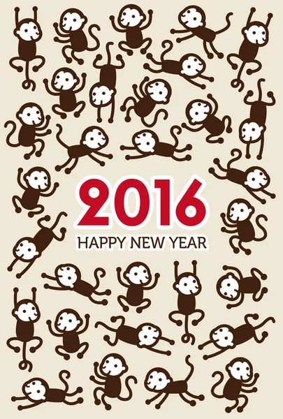 Tarjeta de Año Nuevo con Monos — Archivo Imágenes Vectoriales