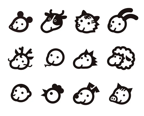 Twelve Chinese Zodiac Animals icon — Stock Vector