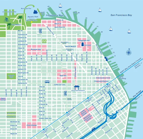 San Franciscon kaupungin kartta — vektorikuva