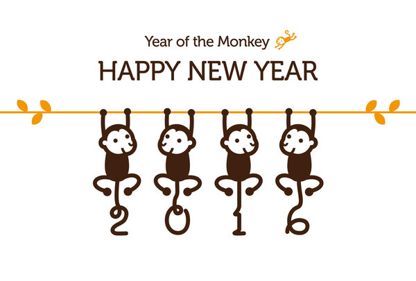 New Year card with Monkey