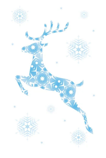 Rendieren en sneeuwvlok kerstkaart illustratie — Stockvector